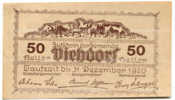 Банкнота 50 геллеров 1920 года Австрия  Фидорф (нотгельд)