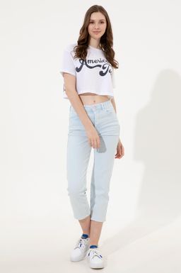 U. S. Polo Assn Женская белая укороченная футболка с круглым вырезом - U.s. polo assn фото 4