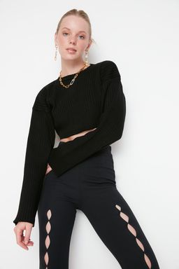 Siyah Super Crop Basic Triko Kazak TWOAW23KZ01068 - Trendyolmilla фото 2