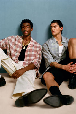 CAMISA OVERSIZE FIT CUADROS WILLY CHAVARRIA X ZARA / Azul / Blanco  фото 2