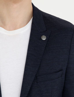 Lacivert Ex. Slim Fit Y_n Kar___ml_ Tak_m Elbise