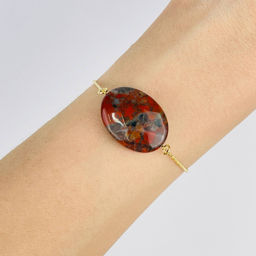 Браслет регулируемый с кирпичной Яшмой - Радуга самоцветов фото 2