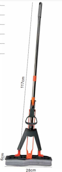 Швабра с отжимом насадка из мягкого ПВХ 28х117 см / J1 /уп 40 /нерж