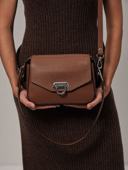 Сумка кожаная через плечо Azaro 3684 темный орех