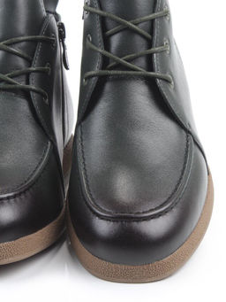 01-S77-97 DK. GREEN Ботинки демисезонные женские (натуральная кожа, байка)