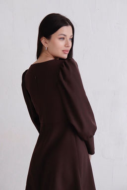 Платье с высокими манжетами тёмно-коричневое - Martichelli фото 8