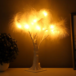 Ночник «Перья» LED белый 17×18×35 см