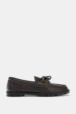 LEATHER DECK SHOES WITH CLEATED SOLE - Zara фото 4