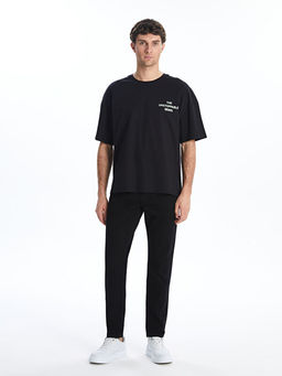 Bisiklet Yaka Bask?l? Penye Erkek Ti??rt