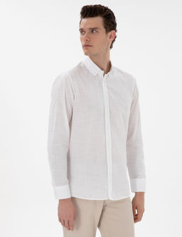 Рубашка Slim Fit белая льняная