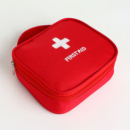Косметичка - аптечка дорожная на молнии, с ручкой, красная