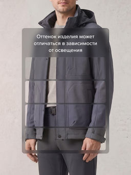 Мужской костюм из софтшелла с флисом и мембраной утепленный темно-серого цвета 09617TC