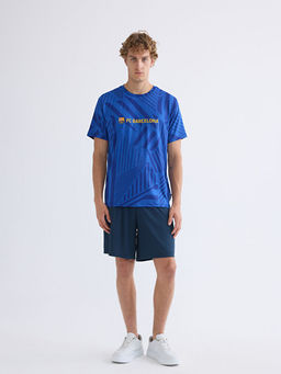 Bisiklet Yaka K?sa Kollu Barcelona Bask?l? Erkek Ti??rt