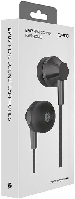 Наушники Pero "EP07" (EP07BL) внутриканальные, черные