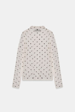 TOP PUNTO SEMITRANSPARENTE LUNARES / Blanco / Negro - Zara фото 4