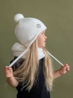 Комплект Шапка вязаная + снуд (Молочный) БУБА - Jumbi фото 2