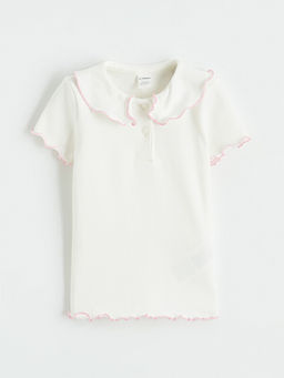 Slim Fit K?z Bebek Polo Yaka Fitilli Ti??rt