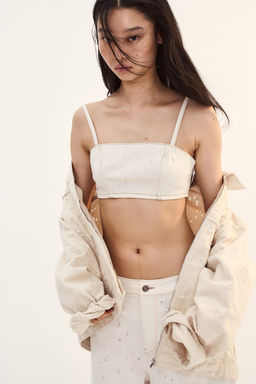 Crop top de sarga con efecto desgastado - H&m фото 2