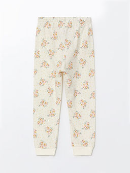 Beli Lastikli ?i?ekli K?z Bebek Pijama Alt