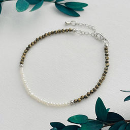 Браслет из Пирита и Жемчуга 18 см +