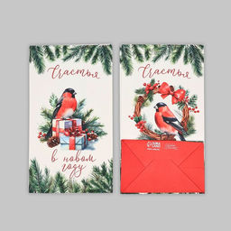 Цена за 10 шт. Пакет подарочный без ручек «Счастья в Новом году», 10×19.5×7 см