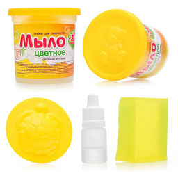 Мыло своими руками цветное, в банке "Ананас"
