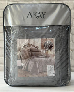 КПБ AKAY SATIN GRI с одеялом серый евро