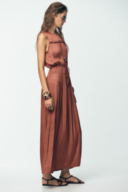 SATIN MIDI DRESS WITH BACK FRILL - Zara фото 3