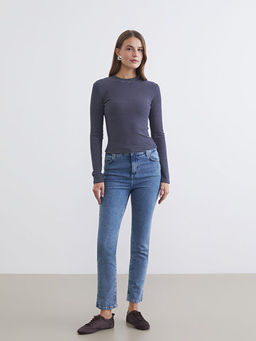 Beli Lastikli Slim Fit Kad?n Jean Pantolon