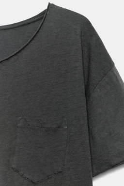 CAMISETA BOLSILLO ALGOD?N / Gris antracita - Zara фото 6