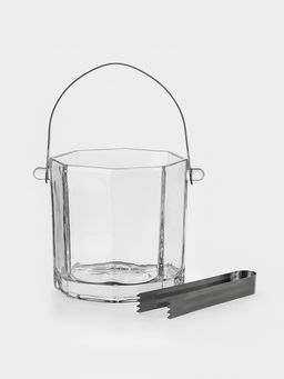 Ведро для льда «Октогон», 900 мл, 15×13×12.5 см, с щипцами, стекло, прозрачное