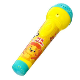 Микрофон музыкальный Пой с нами свет, звук, работает от батареек, в пакете