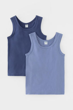 К 1190-2уп/ультрамарин,пыльно-голубой джинс майка для мал