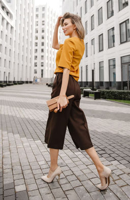 Брюки кюлоты шоколадный