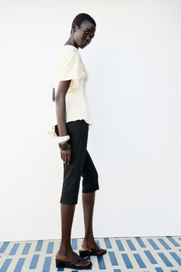 CAMISETA COMBINADA ENCAJE / Crema - Zara фото 3