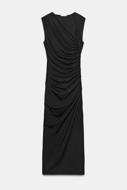 VESTIDO MIDI DRAPEADO / Negro - Zara фото 7