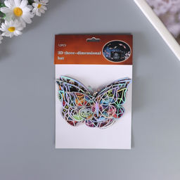 Наклейка бумага, пластик Бабочки на Хэллоуин, серебро, набор 12 шт.