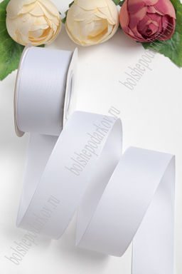 Лента репсовая 4 см*20 ярд 1 сорт (SF-1349) белый №01 - Больше подарков фото 2