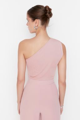 Gul Kurusu Asimetrik Yakal? Alttan C?tc?tl? Esnek Orme Body TWOSS22BD00014