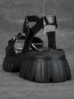 08-PEY144-5 BLACK Босоножки женские (натуральная кожа)