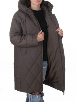 A612 GRAY/BROWN Куртка зимняя женская (верблюжья шерсть, 120 гр. холлофайбер)