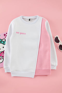 Beyaz K?z Cocuk S?rt Bask?l? Orme Mini Me Sweatshirt TKDAW25SW00049 - Trendyolmilla фото 2