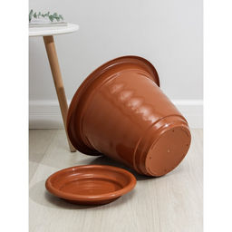 Горшок для цветов с поддоном «Виола», 16 л, пластиковый, коричневый