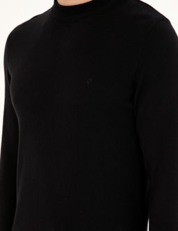 Siyah Slim Fit Yar_m Bal_k__ Yaka Basic Triko Kazak - Pierre cardin фото 7