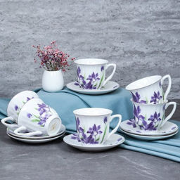 Чайный набор 12 предметов 250 мл / GF3 -12G /уп 8/ костяной фарфор Ирисы - Галеонтрейд фото 2