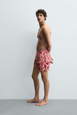 MID-LENGTH FRUIT PRINT SWIMMING TRUNKS - Zara фото 13