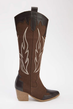 Siyah Isleme Detayl? Kad?n Kovboy Cizme TAKAW26CZ00044 - Trendyolmilla фото 9