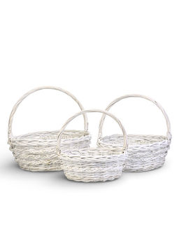 Корзина плетёная для хранения Vara, с ручкой, белая, набор 3 шт.