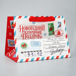 Пакет подарочный новогодний с широким дном «Новогодняя почта», 25×19×18 см
