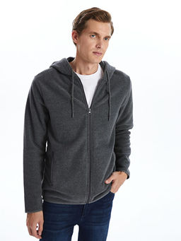 Kap??onlu Uzun Kollu Erkek Fermuarl? Sweatshirt